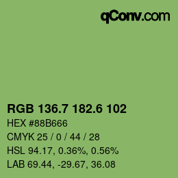 カラーコード: RGB 136.7 182.6 102 | qconv.com