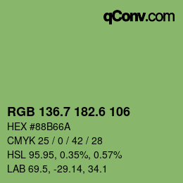 カラーコード: RGB 136.7 182.6 106 | qconv.com