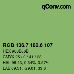 カラーコード: RGB 136.7 182.6 107 | qconv.com