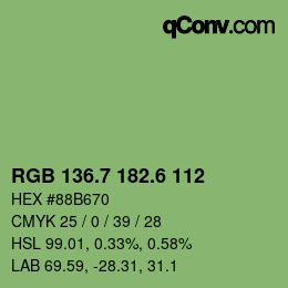カラーコード: RGB 136.7 182.6 112 | qconv.com