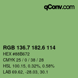 カラーコード: RGB 136.7 182.6 114 | qconv.com