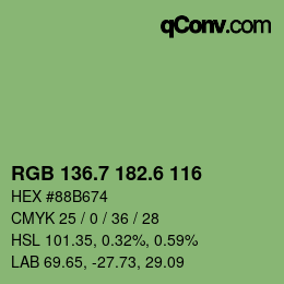 カラーコード: RGB 136.7 182.6 116 | qconv.com