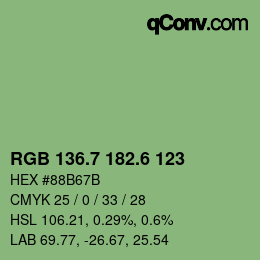 カラーコード: RGB 136.7 182.6 123 | qconv.com