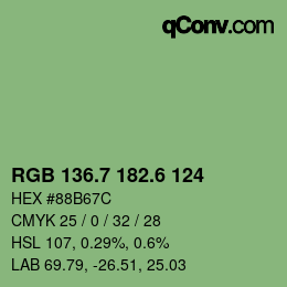 カラーコード: RGB 136.7 182.6 124 | qconv.com