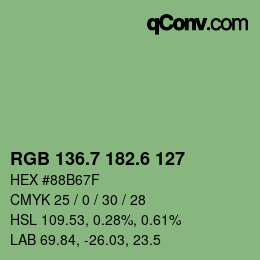 カラーコード: RGB 136.7 182.6 127 | qconv.com