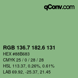 カラーコード: RGB 136.7 182.6 131 | qconv.com