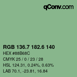 カラーコード: RGB 136.7 182.6 140 | qconv.com