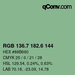 カラーコード: RGB 136.7 182.6 144 | qconv.com