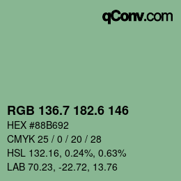 カラーコード: RGB 136.7 182.6 146 | qconv.com