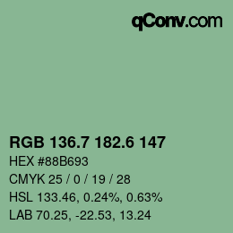 カラーコード: RGB 136.7 182.6 147 | qconv.com