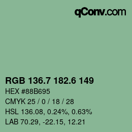カラーコード: RGB 136.7 182.6 149 | qconv.com