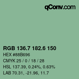 カラーコード: RGB 136.7 182.6 150 | qconv.com