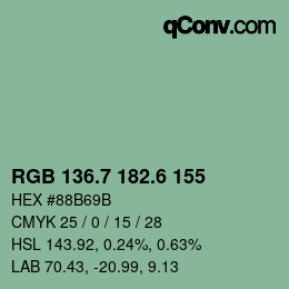 カラーコード: RGB 136.7 182.6 155 | qconv.com