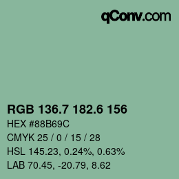 カラーコード: RGB 136.7 182.6 156 | qconv.com