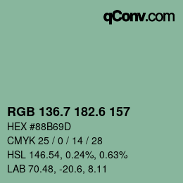 カラーコード: RGB 136.7 182.6 157 | qconv.com