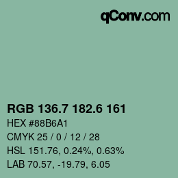カラーコード: RGB 136.7 182.6 161 | qconv.com