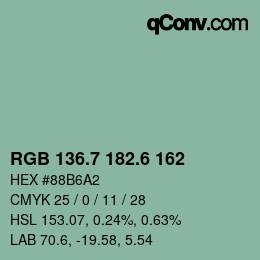 カラーコード: RGB 136.7 182.6 162 | qconv.com