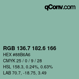 カラーコード: RGB 136.7 182.6 166 | qconv.com