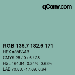カラーコード: RGB 136.7 182.6 171 | qconv.com