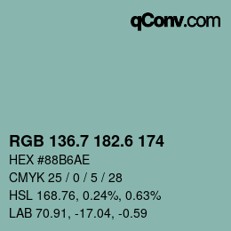 カラーコード: RGB 136.7 182.6 174 | qconv.com