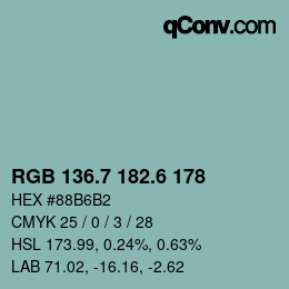 カラーコード: RGB 136.7 182.6 178 | qconv.com