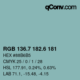 カラーコード: RGB 136.7 182.6 181 | qconv.com