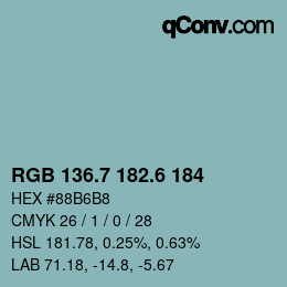 カラーコード: RGB 136.7 182.6 184 | qconv.com