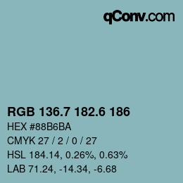 カラーコード: RGB 136.7 182.6 186 | qconv.com