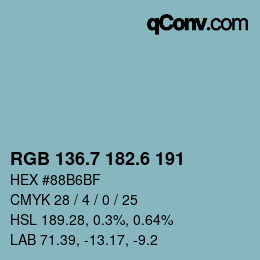 カラーコード: RGB 136.7 182.6 191 | qconv.com
