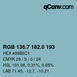 カラーコード: RGB 136.7 182.6 193 | qconv.com
