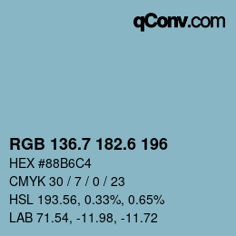 カラーコード: RGB 136.7 182.6 196 | qconv.com