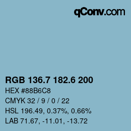カラーコード: RGB 136.7 182.6 200 | qconv.com