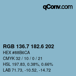 カラーコード: RGB 136.7 182.6 202 | qconv.com