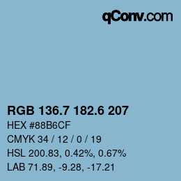 カラーコード: RGB 136.7 182.6 207 | qconv.com