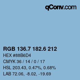 カラーコード: RGB 136.7 182.6 212 | qconv.com