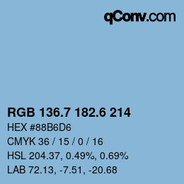 カラーコード: RGB 136.7 182.6 214 | qconv.com