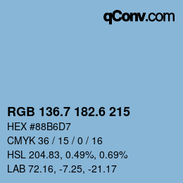 カラーコード: RGB 136.7 182.6 215 | qconv.com