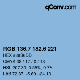 カラーコード: RGB 136.7 182.6 221 | qconv.com