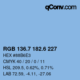 カラーコード: RGB 136.7 182.6 227 | qconv.com
