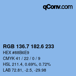 カラーコード: RGB 136.7 182.6 233 | qconv.com
