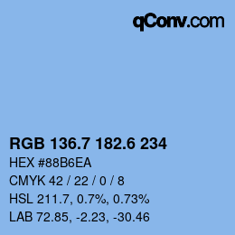 カラーコード: RGB 136.7 182.6 234 | qconv.com