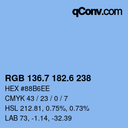 カラーコード: RGB 136.7 182.6 238 | qconv.com