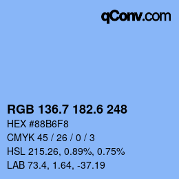 カラーコード: RGB 136.7 182.6 248 | qconv.com