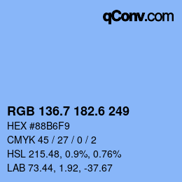 カラーコード: RGB 136.7 182.6 249 | qconv.com