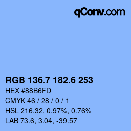 カラーコード: RGB 136.7 182.6 253 | qconv.com