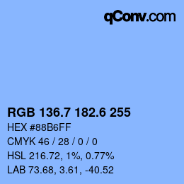 カラーコード: RGB 136.7 182.6 255 | qconv.com