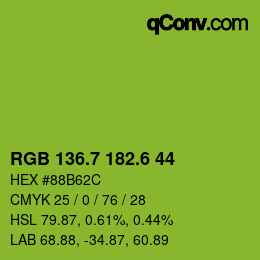 カラーコード: RGB 136.7 182.6 44 | qconv.com