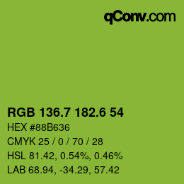 カラーコード: RGB 136.7 182.6 54 | qconv.com