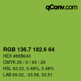 カラーコード: RGB 136.7 182.6 64 | qconv.com
