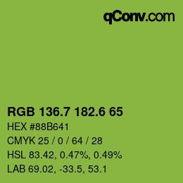 カラーコード: RGB 136.7 182.6 65 | qconv.com